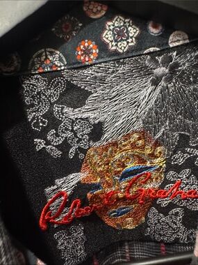 Robert Graham Black Multicolor Embroidered Dress Shirt